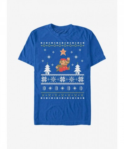 Nintendo Ugly Holiday Star T-Shirt - Blue for Men