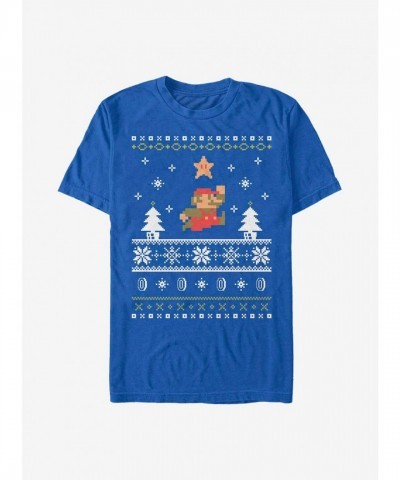 Nintendo Ugly Holiday Star T-Shirt - Blue for Men
