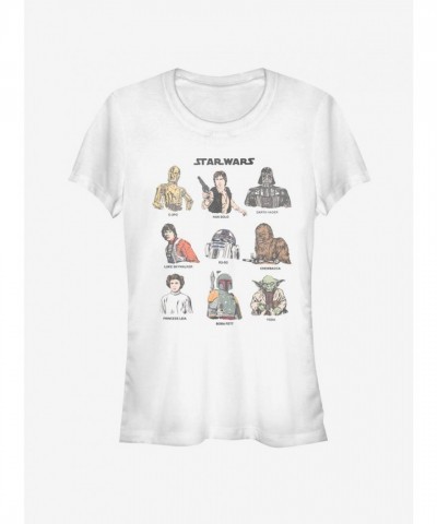 Star Wars Vintage Character T-Shirt for Girls - White