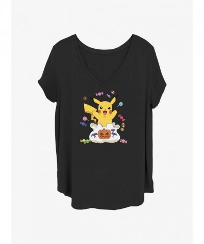 Pokémon Pikachu Candy Plus Size T-Shirt for Girls - Black