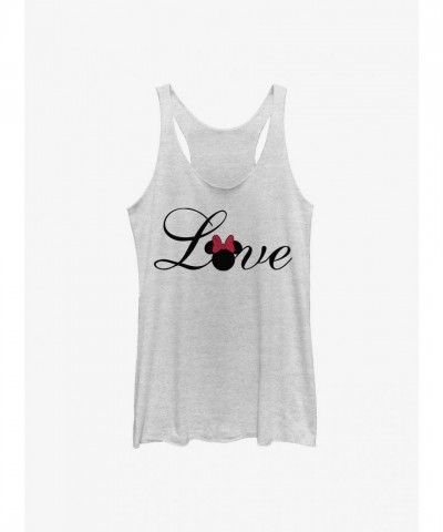 Disney Minnie Love Script White Tank Top for Girls