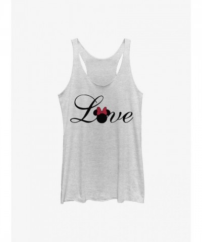Disney Minnie Love Script White Tank Top for Girls