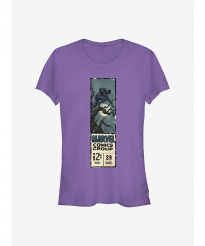 Marvel Girls T-Shirt - Black Panther Design in Purple