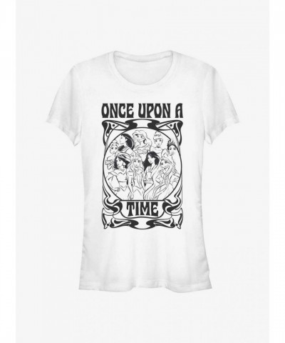 Disney Princess Once Upon A Time Swirl White T-Shirt for Girls