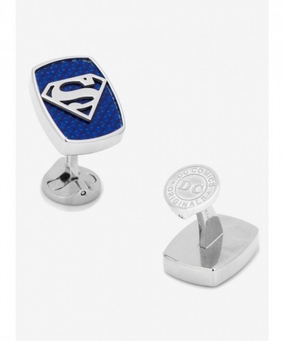 DC Comics Stainless Steel Superman Carbon Fiber Cufflinks for Men