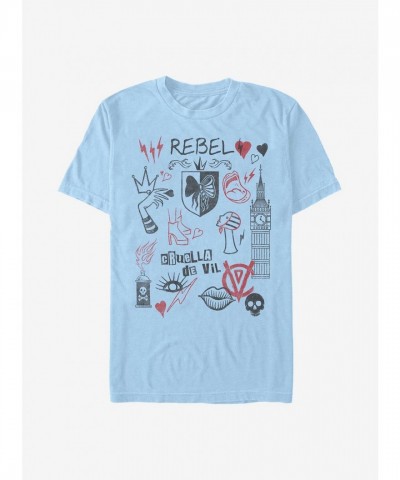 Disney Rebel Queen Cruella Doodles T-Shirt for Men - Blue