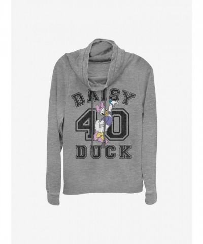 Disney Grey Daisy Duck Lightweight Cowl Neck Sweater for Girls