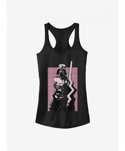 Star Wars Distorted Vader Girls Tank Top - Junior Sizes Black