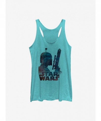 Star Wars Mandalorian Fett Nebula Girls Tank Top - Blue
