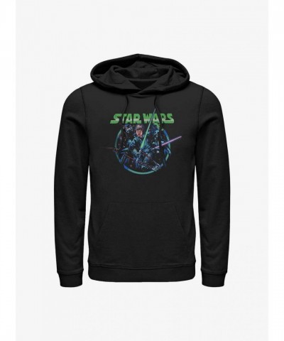 Star Wars Classic Trio Luke Skywalker, Han Solo & Darth Vader Hoodie - Black for Men