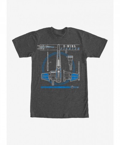 Star Wars Episode VII X-Wing Fighter Heather Charcoal T-Shirt - Unisex