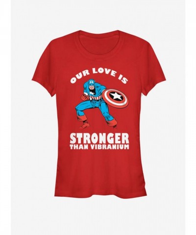 Marvel Captain America Red T-Shirt for Girls - Strong Love Valentine Edition