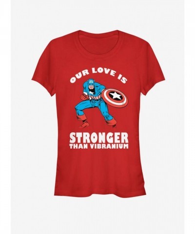 Marvel Captain America Red T-Shirt for Girls - Strong Love Valentine Edition