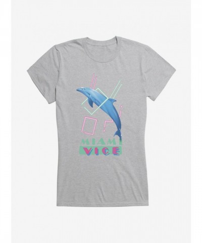 Miami Vice Inspired Dolphin Jump Design Junior T-Shirt