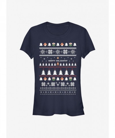 Nintendo It's A Holiday Girls Lightweight T-Shirt - Blue
