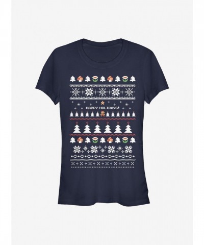 Nintendo It's A Holiday Girls Lightweight T-Shirt - Blue
