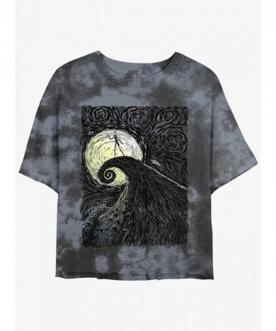 Disney Jack Skellington Spiral Hill Crop Top Tie-Dye T-Shirt - Girls