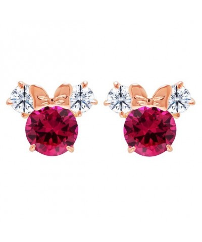 Minnie Mouse Birthstone Earrings in Rose Gold by CRISLU