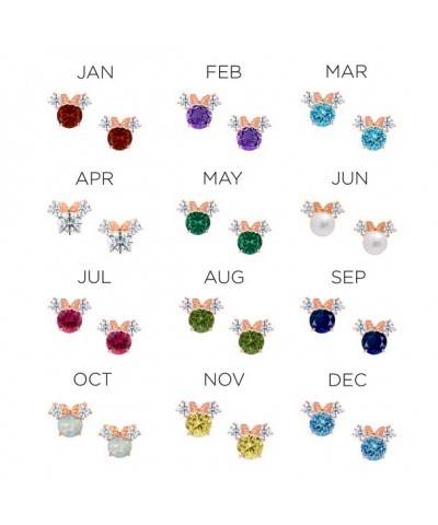 Minnie Mouse Birthstone Earrings in Rose Gold by CRISLU