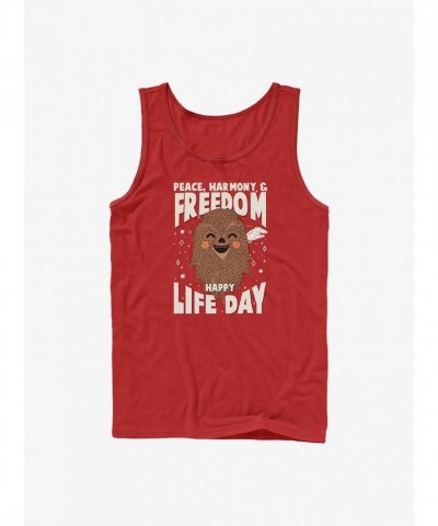 Chewbacca Happy Life Day Unisex Cotton Tank - Red