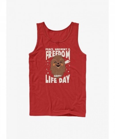 Chewbacca Happy Life Day Unisex Cotton Tank - Red