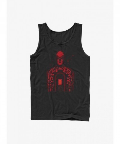 Stranger Things Vecna Door Print Men's Cotton Tank Top - Black