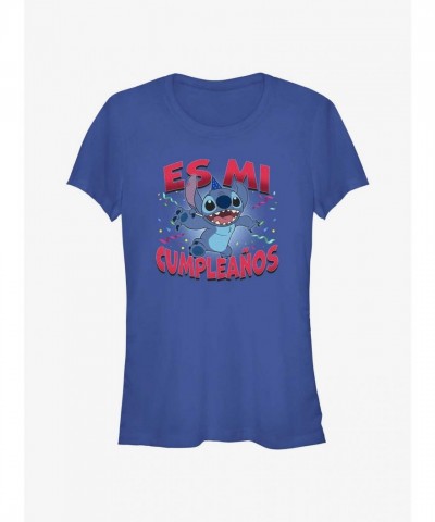Disney Lilo & Stitch Birthday Tee for Girls - Spanish Print - Blue