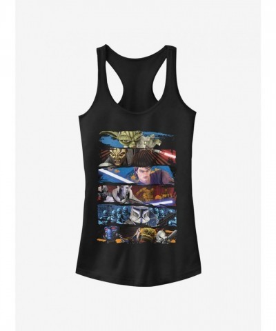 Star Wars Clone Wars Face-Off Girls Cotton Tank Top - Black