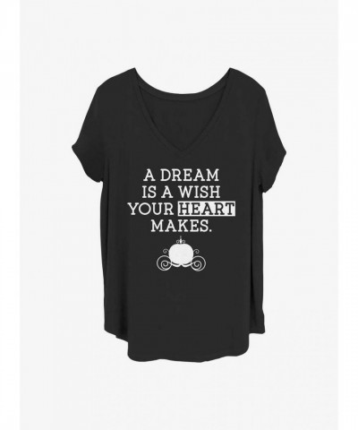 Disney Plus Size Girls' Cinderella Dream Wish T-Shirt - Black