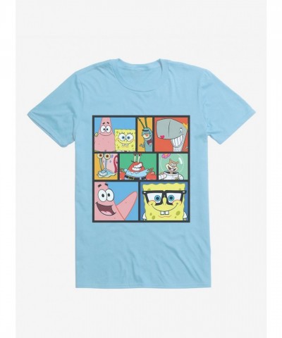 Extra Soft Blue Spongebob Squarepants Collage T-Shirt for Men