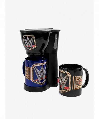 WWE Coffee Maker With Customizable Brewing & Two Championship Mugs