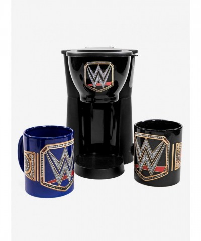 WWE Coffee Maker With Customizable Brewing & Two Championship Mugs