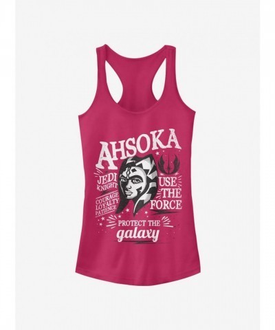 Star Wars Ahsoka Girls Cotton Tank Top - Purple