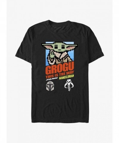 Mandalorian Grogu Retro Video Game Shirt for Men - Black