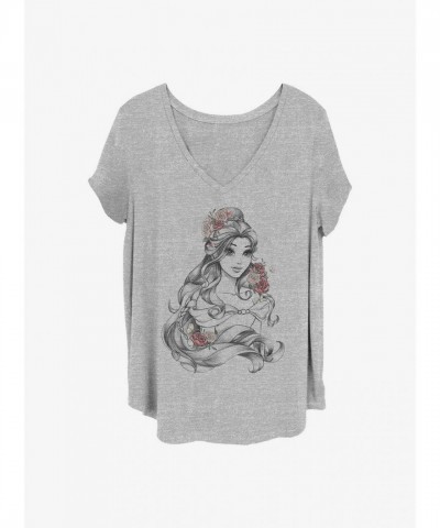 Disney Grey Plus Size Flower Girls T-Shirt for Beauty and the Beast