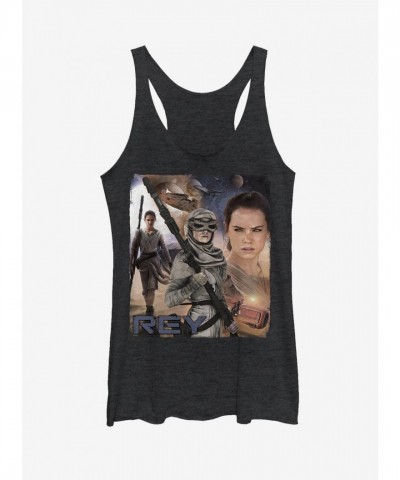Star Wars Rey Heathers Black Racerback Tank for Girls
