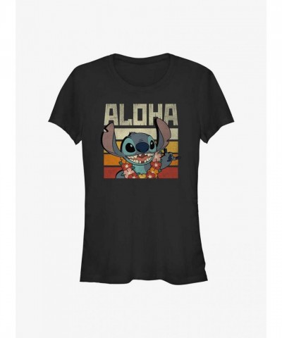 Dsny Lilo Stitch Aloha Design Girls T-Shirt - Black