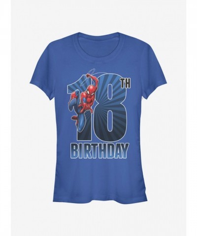 Marvel Girls' 18th Birthday Spider-Man T-Shirt - Blue