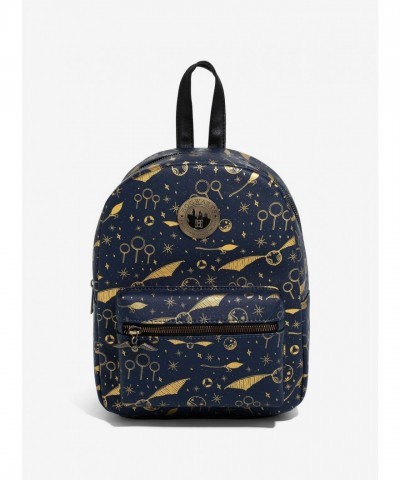 Harry Potter Quidditch Mini Backpack in Navy with Gold Prints