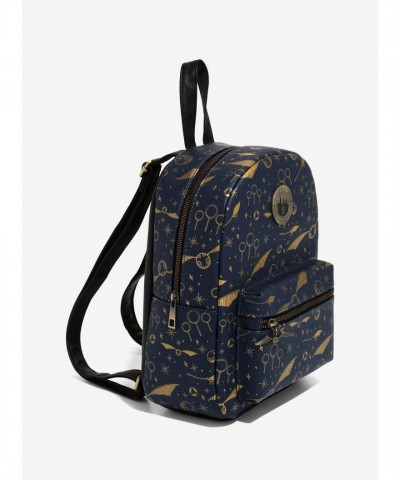 Harry Potter Quidditch Mini Backpack in Navy with Gold Prints