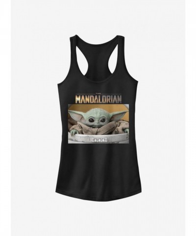 Star Wars Mandalorian Child Box Graphic Tank Top for Girls - Black