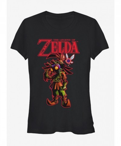 Nintendo Legend of Zelda Skull Kid Mask Fitted T-Shirt for Girls - Black