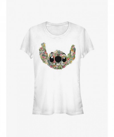 Disney Lilo & Stitch Floral Print Girls T-Shirt - White