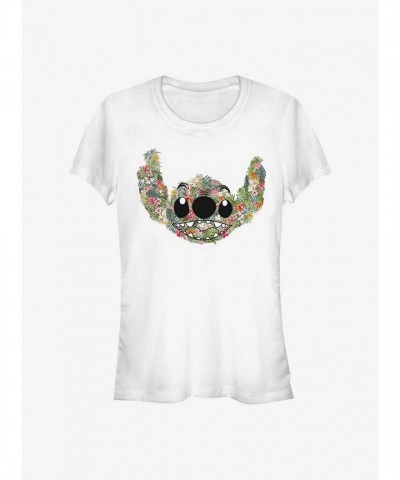 Disney Lilo & Stitch Floral Print Girls T-Shirt - White