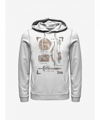 The Zelda Legend Inventory Hoodie - Men's White Comfortable Blend