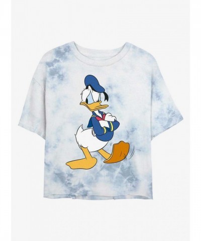 Disney Girls Crop T-Shirt with Classic Donald Duck Tie-Dye Design - Multi Colors