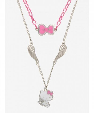 Hello Kitty Enamel Bow & Angel Wing Layered Necklace for Girls