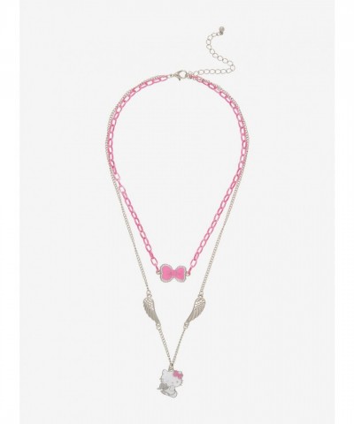 Hello Kitty Enamel Bow & Angel Wing Layered Necklace for Girls