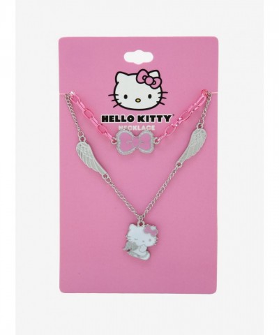 Hello Kitty Enamel Bow & Angel Wing Layered Necklace for Girls