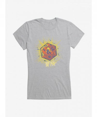 D20 Dice with Asian Characters T-Shirt for Girls